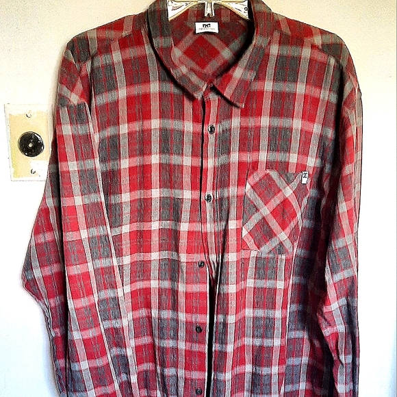 DC XXL Grey & Red Plaid Long Sleeve Shirt - Picture 6 of 6